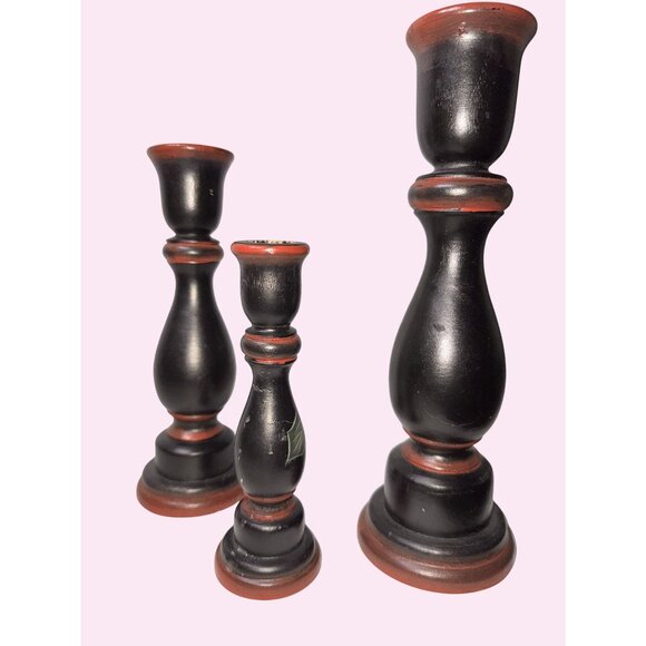 Hand-Painted Holly Berry Wooden Candle Holder rustic farmhouse christmas vintage - Picture 7 of 7